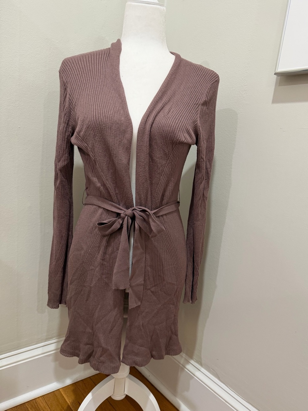 Women’s Ribbed Tie-Waist Dress - Rose Brown/Mauve